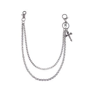 yueli Punk Waist Chain Double Layered <b>Skull</b> Cross Design Zinc Alloy Men's Pants Chain Nightclub Accessory - Product Image 5