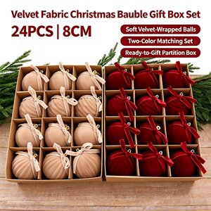 Pasokan Langsung Pabrik Grosir Bola Natal Plastik Berlapis Elektro Vintage Set Bola Natal Beludru untuk Dekorasi Gantungan Pohon Natal - Product Image 1