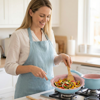 Ensemble tout-en-un compatible gaz et induction, durable, nouveau couvercle en verre pour bébé, petite casserole antiadhésive, ensemble de casseroles de cuisson, durable
