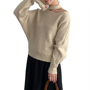 Suéter Halter con Escote Descubierto y Hombros Descubiertos para Mujer, Suéter de Punto de Manga Larga que Realza la Figura, Top Moderno para Mujer - Product Image 5