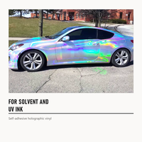 Rouleau de vinyle PVC holographique brillant auto-adhésif imprimable au laser, film éco-solvant, résistant aux UV et à l'eau, matériau publicitaire 1,27 m x 50 m