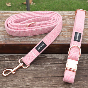 Accesorios para Mascotas, <span class=keywords><strong>Collar</strong></span> de Perro de Tweed con Hebilla de Metal Rosa Dorado, <span class=keywords><strong>Collar</strong></span> de Entrenamiento Ajustable de Seguridad Antitirones para Perros - Product Image 3