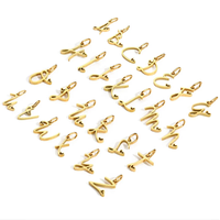 Breloques en acier inoxydable plaqué or, alphabet cursif, 26 lettres, personnalisables, pour la création de colliers, bracelets et bijoux.