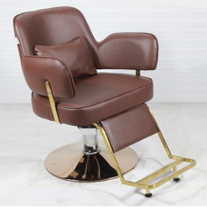 Contemporary Barber <b>Chair</b> Faux Leather Gray Hydraulic Height Adjustable <b>Round</b> Base Salon Furniture - Product Image 3