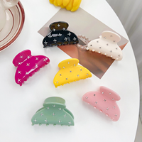 Épingle à cheveux Liwu Candy en acétate avec strass de couleur unie, élégante et tendance, 6,5 cm, pour demi-queue de cheveux