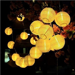 Guirlande lumineuse <span class=keywords><strong>Lampion</strong></span> en tissu de Noël solaire imperméable à l'eau à 10 <span class=keywords><strong>LED</strong></span> pour la décoration, le mariage, le festival, la cour - Product Image 1