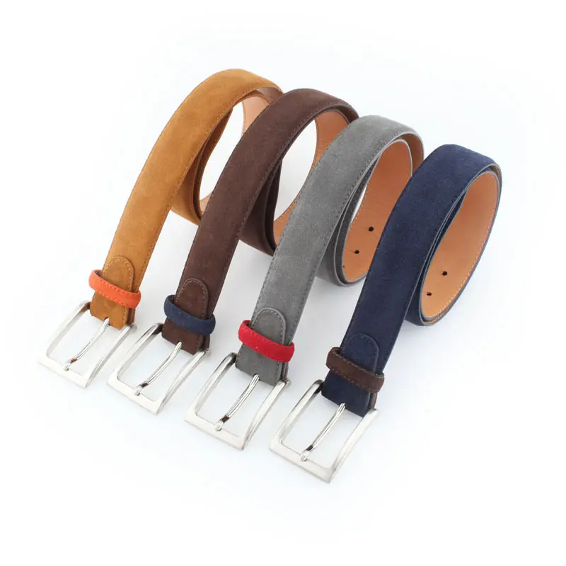 Heren Suede Lederen Jeans Riem Pu Gebonden Leder Mannen Jean Belt Diverse Kleur Met Matte Vierkante Gesp