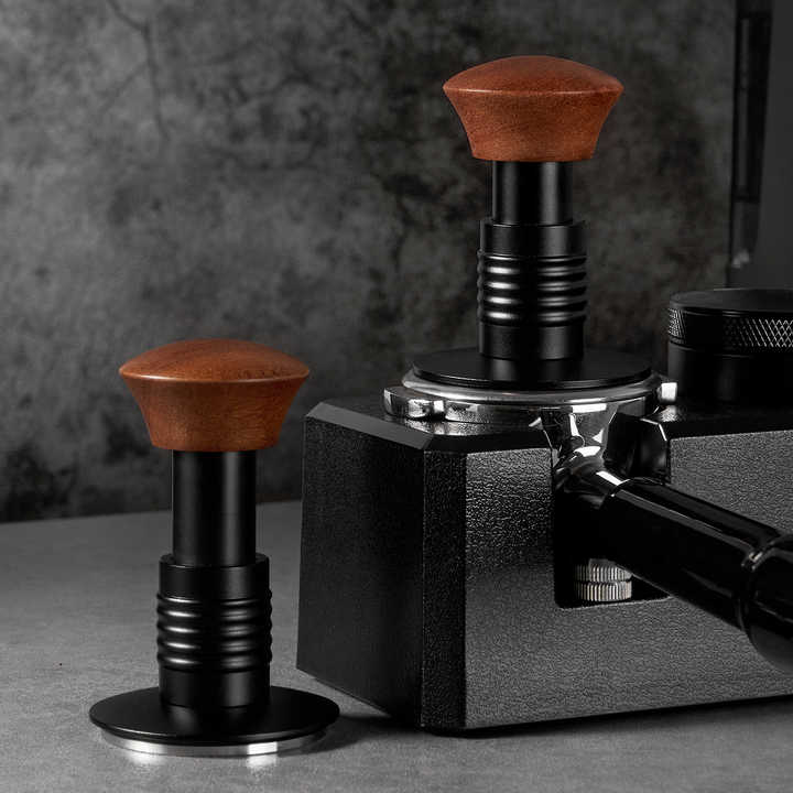 Mua Tamper nén cà phê lò xo trợ lực cán gỗ size 51mm 53mm 58mm giá rẻ nhất