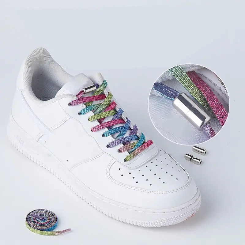 Эластичные шнурки без завязки, разноцветные шнурки для обуви, кроссовки, шнурки с металлическим замком, для детей, для взрослых, один размер, подходит для всех туфель