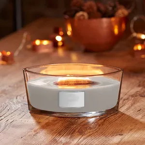 luxury custom wholesale candle holders 12oz 16oz 17oz unique wide big empty oval boat glass candle jar