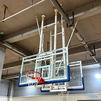 Support de basket-ball mural intérieur robuste en métal avec panier détachable en verre trempé, gain de place, hauteur réglable et personnalisable