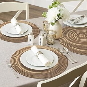 <span class=keywords><strong>Tovagliette</strong></span> rotonde <span class=keywords><strong>Set</strong></span> di 6 <span class=keywords><strong>tovagliette</strong></span> lavabili da 15 pollici variegate intrecciate <span class=keywords><strong>tovagliette</strong></span> da cucina - Product Image 6