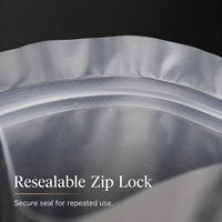 Heetverkopende zilveren aluminiumfolie stand-up pouches met ziplock sluiting, food grade, herbruikbaar, recycleerbaar, hitte-sealbaar, voedselverpakkingszakken