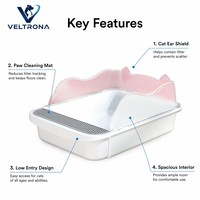 Grande litière semi-fermée pour chat avec protection anti-éclaboussures, contrôle des odeurs, tapis de nettoyage des pattes, bac à litière pour chat, vente en gros, rose