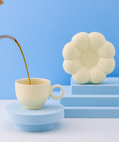 Tasse nacrée couleur arc-en-ciel cadeau nuage tasse à thé en céramique fleurs Latte tasses à café et soucoupe ensemble