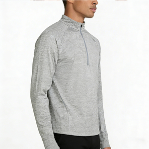 Haut de course pour homme avec logo personnalisé, col zippé 1/<span class=keywords><strong>4</strong></span>, extensible dans <span class=keywords><strong>4</strong></span> directions, doux, pour la gym et le sport, performance, léger, pull à quart de zip - Product Image 2