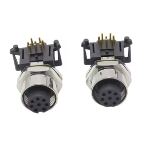 Connecteurs circulaires étanches IP67 M12 à 90 degrés, à visser, avec code A, pour montage sur panneau métallique PCB, 8 broches, prise angulaire - Product Image 5