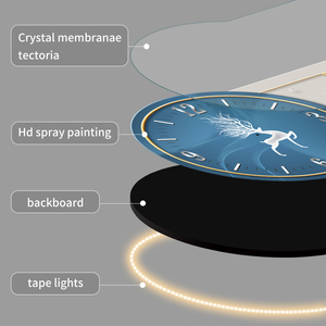 Hiện đại trang trí nội thất đồng hồ sang trọng pha lê sứ bức Tranh phong cảnh LED Tường nghệ thuật đồng hồ treo tường - Product Image 4