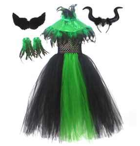 Filles Halloween Evil Dark Queen Filles Costume Deluxe Solide Couleur Cygne Robes Enfants Robe De Bal Robe Enfants Cosplay Vêtements - Product Image 5