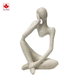 Modern Simple Abstract Statue Thinker Figurine Keep Silent Sculpture Home Decor