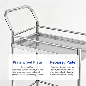 Carrito de Servicio Móvil de Acrílico de 3 Niveles para Catering, Carro de Comida con Ruedas y Asa Resistente para Banquetes y Hoteles - Product Image 5