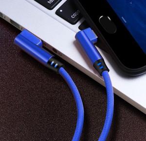 2m 6 أقدام مزين القماش المزدوج بيند L 90 درجة بزاوية harger الحبل usb كابل بيانات ل فون <span class=keywords><strong>7</strong></span> 8 زائد x xs xr 11 12 13 برو ماكس - Product Image 2