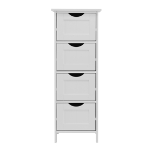 White Bathroom <b>Storage</b> Cabinet Freestanding With <b>Drawers</b> 4 <b>Drawer</b> Organizer <b>For</b> Bathrooms And Small Spaces - Product Image 3