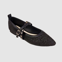 Chaussures plates élégantes pour femmes à bout pointu en PU, à brides croisées et boucle réglable, confortables pour l'extérieur