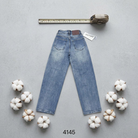 Jean droit taille haute pour femme, style coréen simple, délavé clair, mignon, tissé, décontracté, pour le quotidien et les trajets, style rétro, été