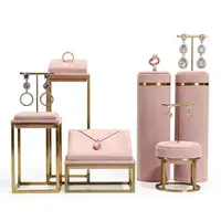 Luxury custom logo metal jewelry showcase props high end jewellery sets display stand for jeweler cabinet