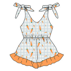 Pantalones Cortos sin Mangas con Lazos para Niñas Pequeñas, Mono Casual de Seda de Leche para Niños y Niñas, de una Pieza con Estampado a Cuadros y Volantes, Pelele para Bebé - Product Image 4