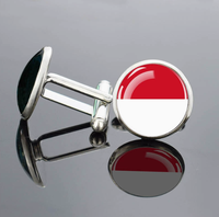 Boutons de manchette ronds en alliage de zinc durable du Luxembourg, motif drapeau national, accessoire vestimentaire formel