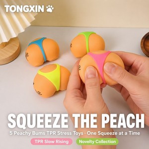 Tongxin - Juguete Antiestrés de TPR con Forma de Trasero de Melocotón, 5 Unidades, de Subida Lenta, Divertido, Novedoso, para ASMR, Coleccionable, para Escritorio, Regalo Sensorial - Product Image 2