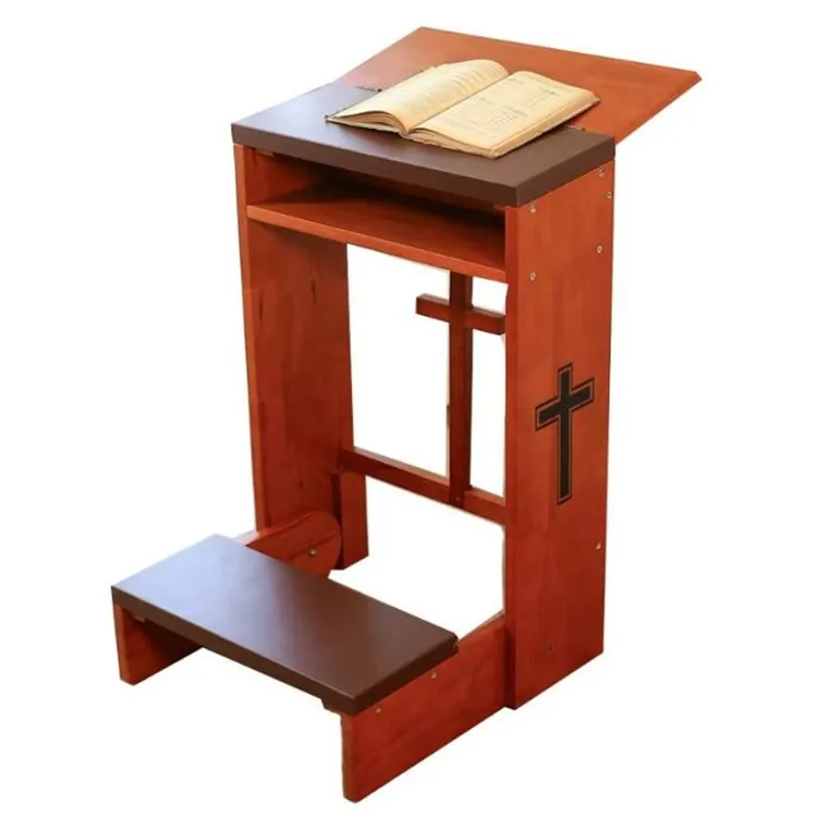 Kursi Salib Punggung Kualitas Tinggi Pasak Doa Kayu dan Kursi dengan Selutut Empuk Kursi Kayu Lipat