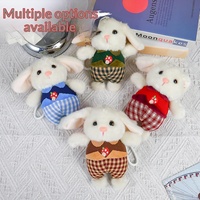 Pendentif Lapin en Peluche à Motif Écossais de Dessin Animé, Breloque de Sac Unisexe, Accessoires Porte-clés, Polyester Coton PP