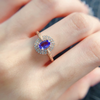 Factory Wholesale 925 Sterling Silver Women's Wedding Ring Natural Tanzanite Gold Plated High Quality for Anniversary Party Gift