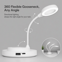 Lámpara de Mesa LED con Cuello de Cisne, 10W, 3 Niveles de Intensidad, 5 Modos de Color, Luz Flexible para Oficina
