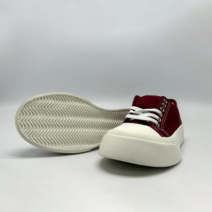 Baskets basses en toile rouge bordeaux à plateforme épaisse et lacets, chaussures décontractées pour femme, idéales pour le quotidien et la ville - Product Image 3