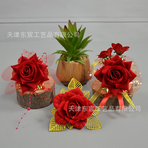 Broche de mariage en velours Dongchen Crafts, rose en soie, pour mariée, marié, témoin et demoiselle d'honneur - Product Image 2