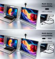 Monitor Portabel 18,5 Inci 360 Derajat, Dual Monitor 1080P FHD IPS Tipe-C/USB-A, Ekstensi Layar untuk Perjalanan Bisnis dan Rapat F2F