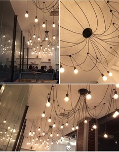 Suspension d'intérieur vintage Retro Edison Bulb Iron Multi Arms Black Spider Lighting Chandelier avec plusieurs têtes de style loft - Product Image 6