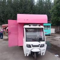 Tricycle Électrique de Restauration Rapide pour Crèmes Glacées, Remorque Mobile de Vente de Snacks à Carrosserie Fermée pour Centres Commerciaux, Événements et Parcs d'Attractions