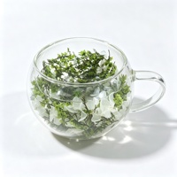 Mug en verre borosilicate à double paroi avec fleur séchée à l'intérieur, tasse en verre artisanale créative, cadeau