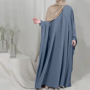 女性祈祷服装穆斯林阿巴亚连衣裙宽松长蝙蝠袖迪拜沙特土耳其伊斯兰服装吉尔巴布崇拜服务斗篷