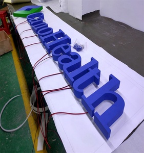 Letrero de acero inoxidable para tienda, personalizado, Color azul, nombre de la empresa, Logo retroiluminado 3D - Product Image 3