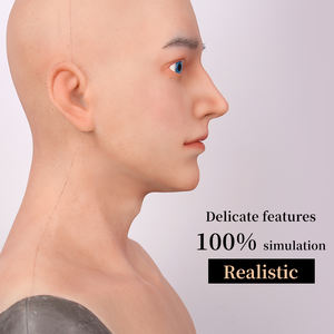 OEM/ODM Máscara de silicona con forma de pecho Última propiedad de Halloween Cabeza completa Barehead Young Man Headgear Cosplay Máscara de cabeza de silicona - Product Image 5