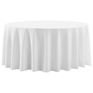 Nappe ronde en polyester de 120 pouces, blanche, personnalisée, pour les fêtes, les mariages, les événements - Product Image 1