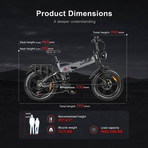 Bicicleta OEM SAMEBIKE RS-A02 PLUS 48V 17ah de 20 Pulgadas, Plegable, con Suspensión Completa, Neumáticos Gruesos para Nieve, Batería de Litio - Product Image 4