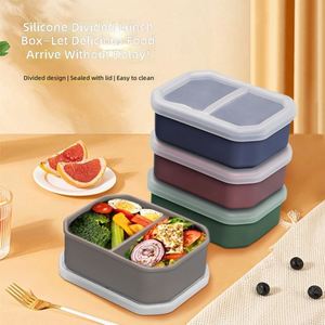 Silicone <b>Lunch</b> <b>Box</b> Custom Logo Outdoor Portable Storage <b>Compartment</b> Sealing Leak-Proof Food Grade Microwaveable - Product Image 4