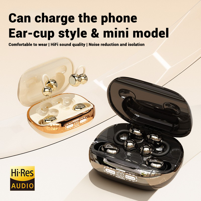 2026 New TWS GT630S Clip-On Wireless Earbud IPX-5 Waterproof Touch Control Ear Clip Two Pairs of Earbuds, Dual Connections BT